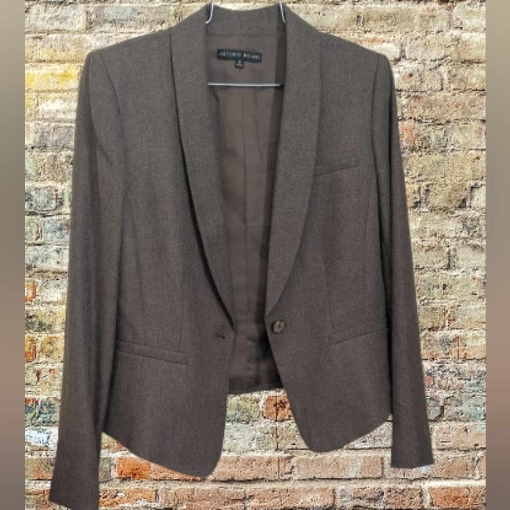 New NWT ANTONIO MELANI Women's Brown Tweed Blazer Size 8